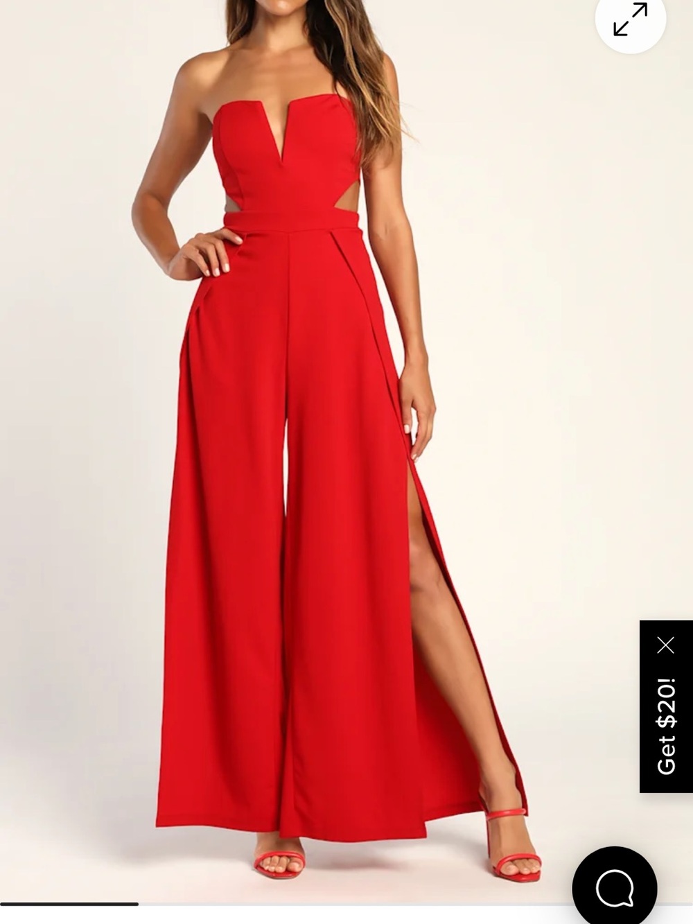 Lulu's Red Strapless Wide-Leg Jumpsuit - Picture 2 of 2